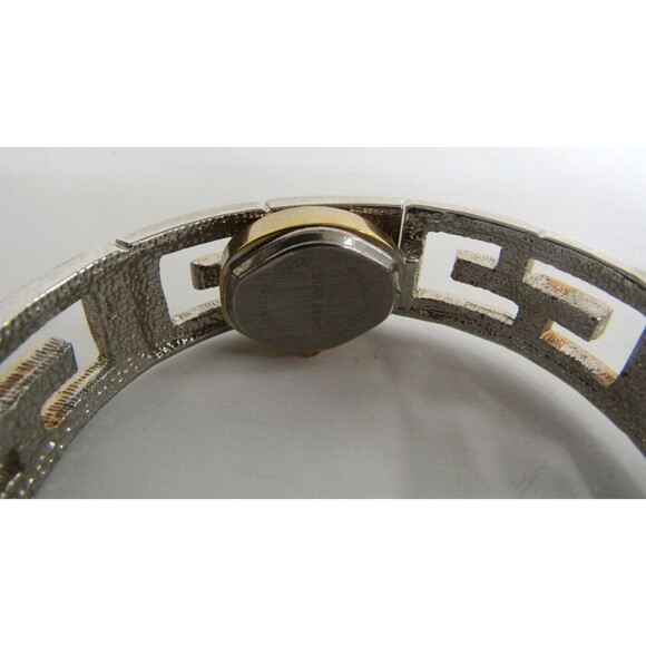Guess Wrist Watch Vintage Goldtone Silver Rhinestone G Bangle Hidden Face Quartz